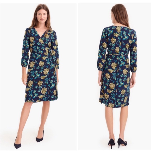 J. Crew Dresses & Skirts - J.Crew Womens Size 2 Golden Floral Wrap Dress